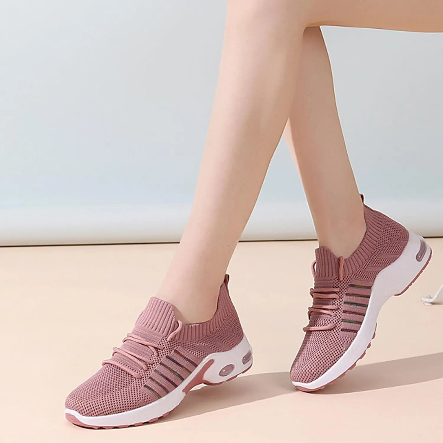 Women's Walking Shoes Correction Shoe Socks Sports Shoes - mesh Sliding Sleeve air Cushion Casual Shoe Platform Loafers Height Increasing Shoes Breathable unrestrained