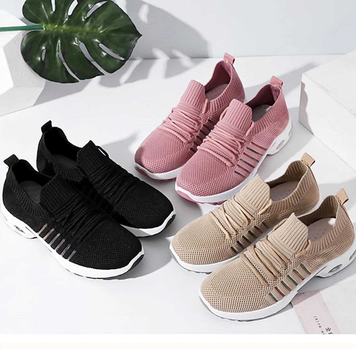 Women's Walking Shoes Correction Shoe Socks Sports Shoes - mesh Sliding Sleeve air Cushion Casual Shoe Platform Loafers Height Increasing Shoes Breathable unrestrained