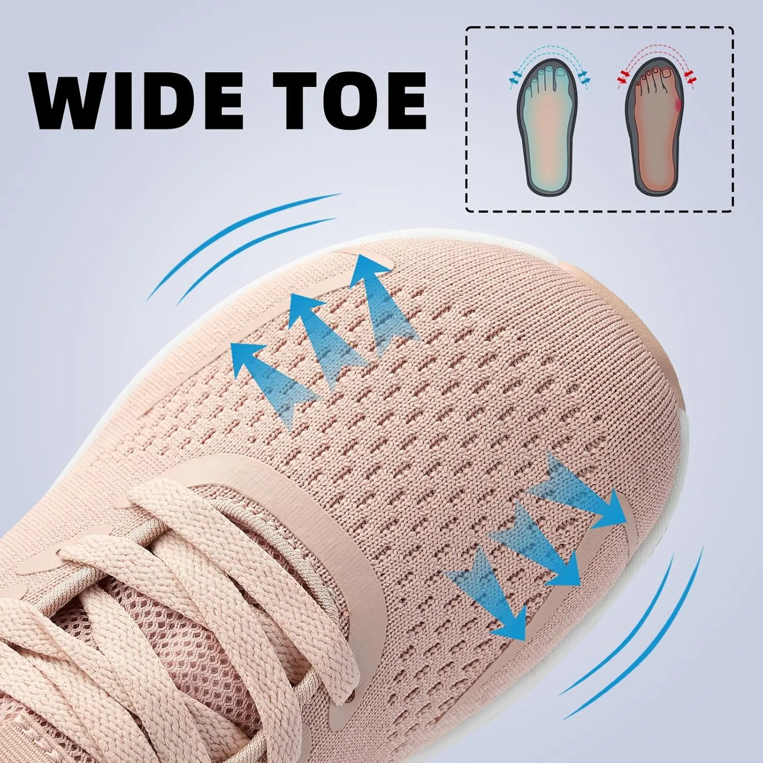 Womens Walking Shoes Wide Toe Box Running Tennis Shoes Lightweight Breathbale Wide Sneakers Cushioning Comfort Gym Workout Athic Shoes Wide Width
