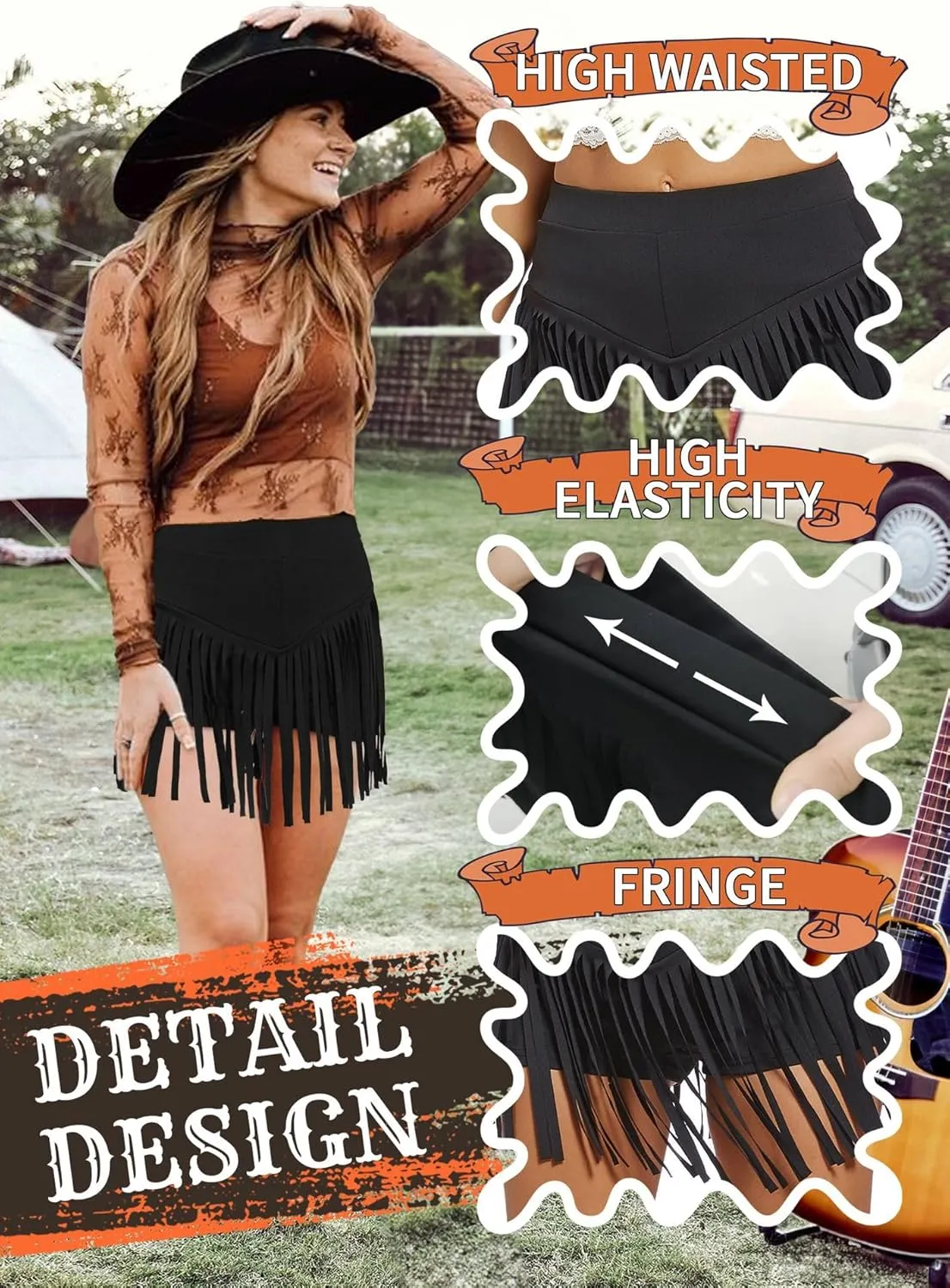 Womens Western Cowgirl Fringe Shorts - Country Concert Outfits Rave Booty Rodeo Festival Dance Boho Tassel Bottom