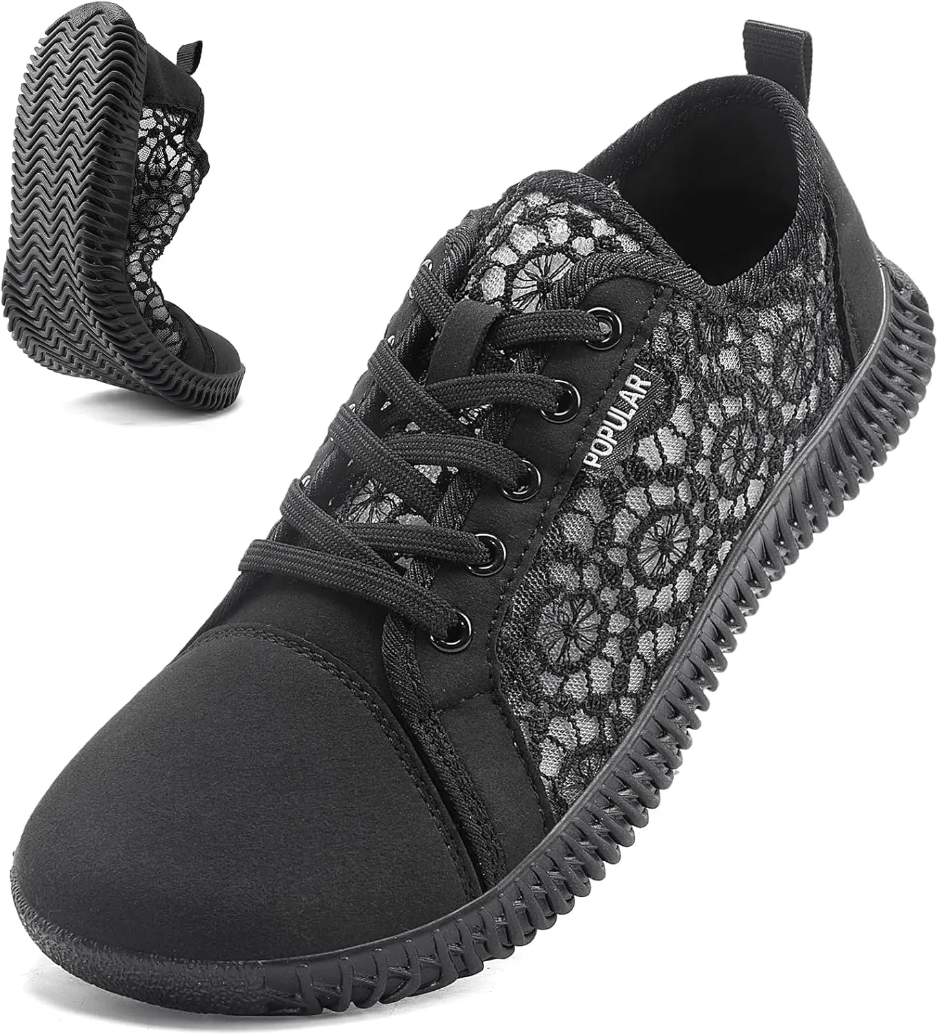Women's Wide Toe Box Shoes Zero Drop Non Slip Extra Wide Width Fashion Sneakers Ultra Light Breathable Walking Shoes Casual Sneakers for Travel Work Trainers