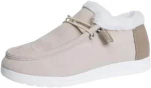 Women's Winter Warm Warm Shoes, Women's Loafers Orthopedic Cotton Lined Ankle Soft Leather Shoes Canvas Flat Shoes