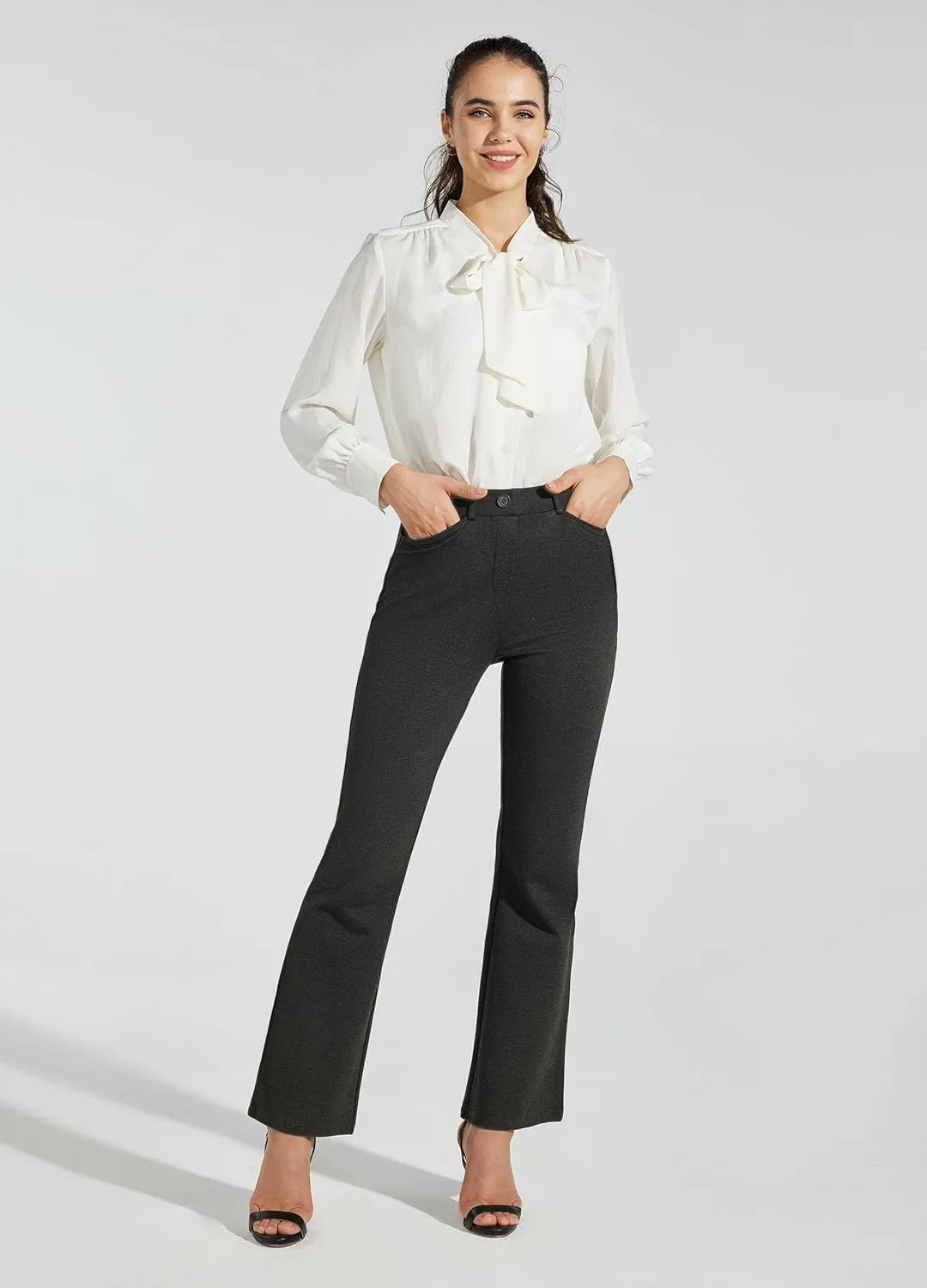 Women's Yoga Dress Pants Bootcut Work Slacks Stretch Office with Belt Loops 4 Pockets 28“/29"/30"/31"/33"