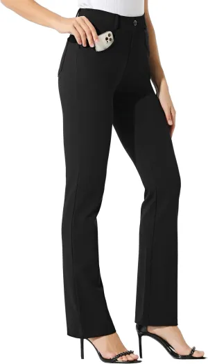 Women's Yoga Dress Pants Bootcut Work Slacks Stretch Office with Belt Loops 4 Pockets 28“/29"/30"/31"/33"