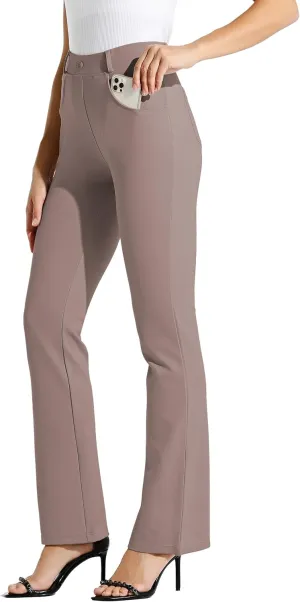 Women's Yoga Dress Pants Bootcut Work Slacks Stretch Office with Belt Loops 4 Pockets 28“/29"/30"/31"/33"