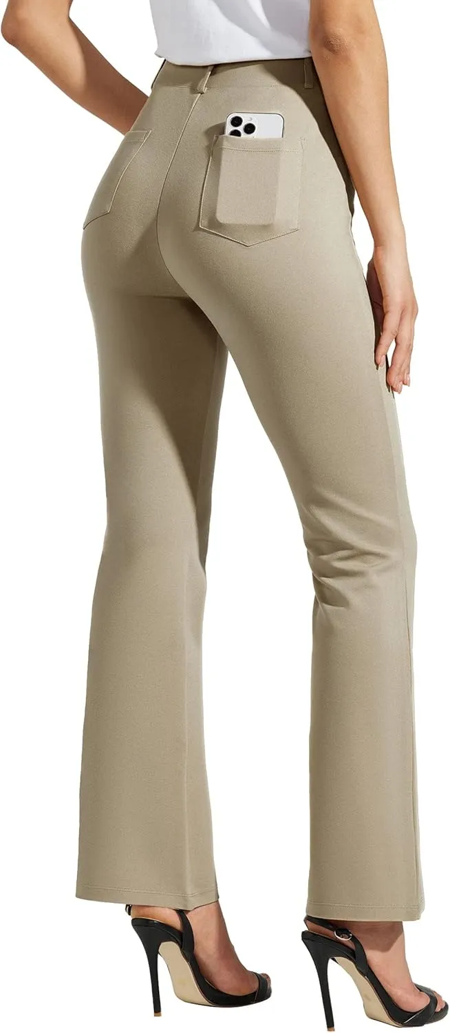 Women's Yoga Dress Pants Bootcut Work Slacks Stretch Office with Belt Loops 4 Pockets 28“/29"/30"/31"/33"