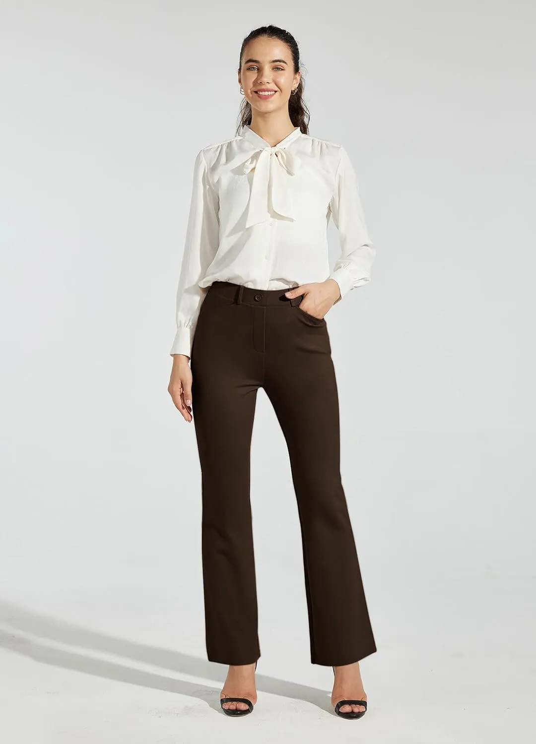 Women's Yoga Dress Pants Bootcut Work Slacks Stretch Office with Belt Loops 4 Pockets 28“/29"/30"/31"/33"