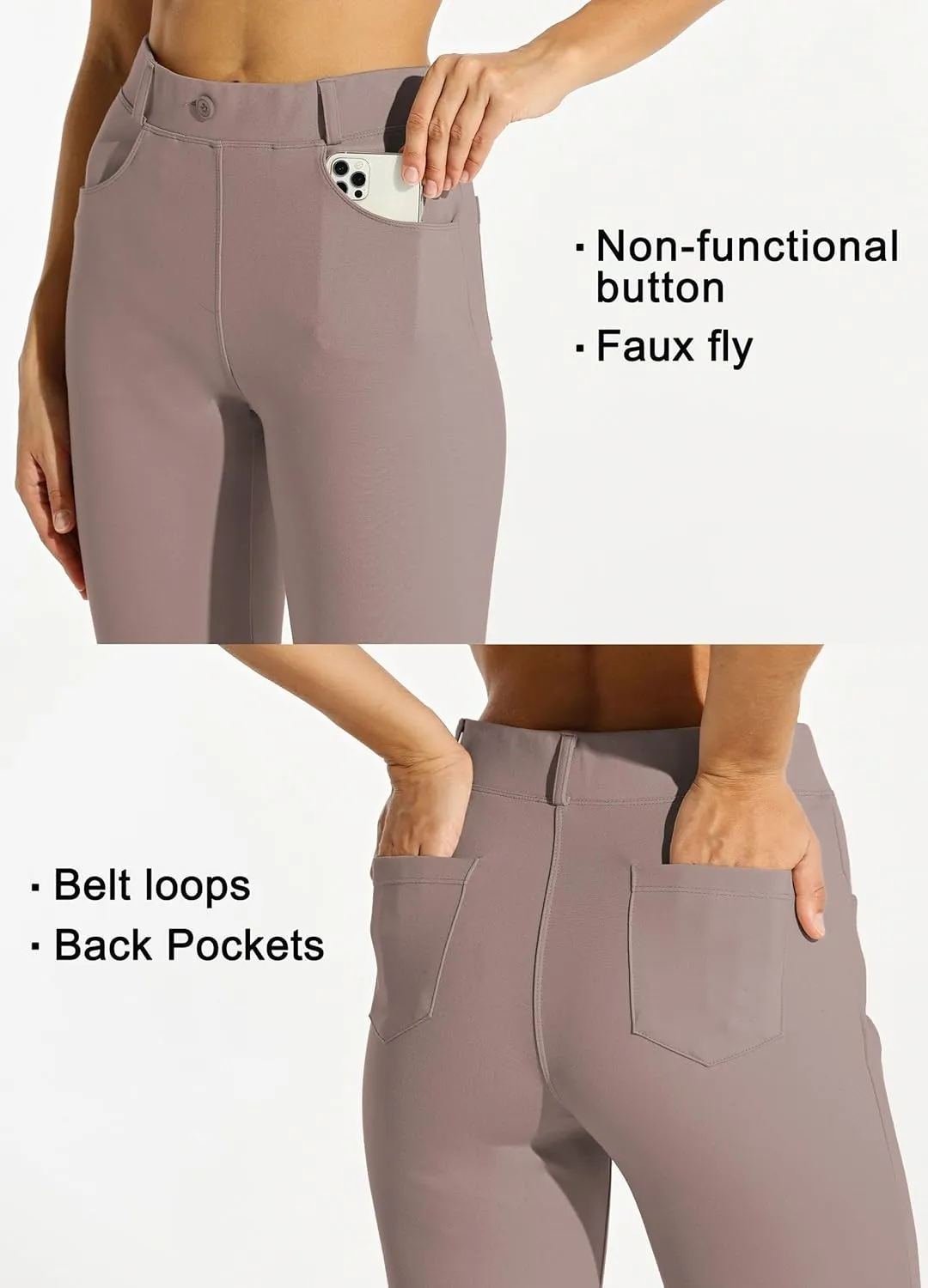 Women's Yoga Dress Pants Bootcut Work Slacks Stretch Office with Belt Loops 4 Pockets 28“/29"/30"/31"/33"