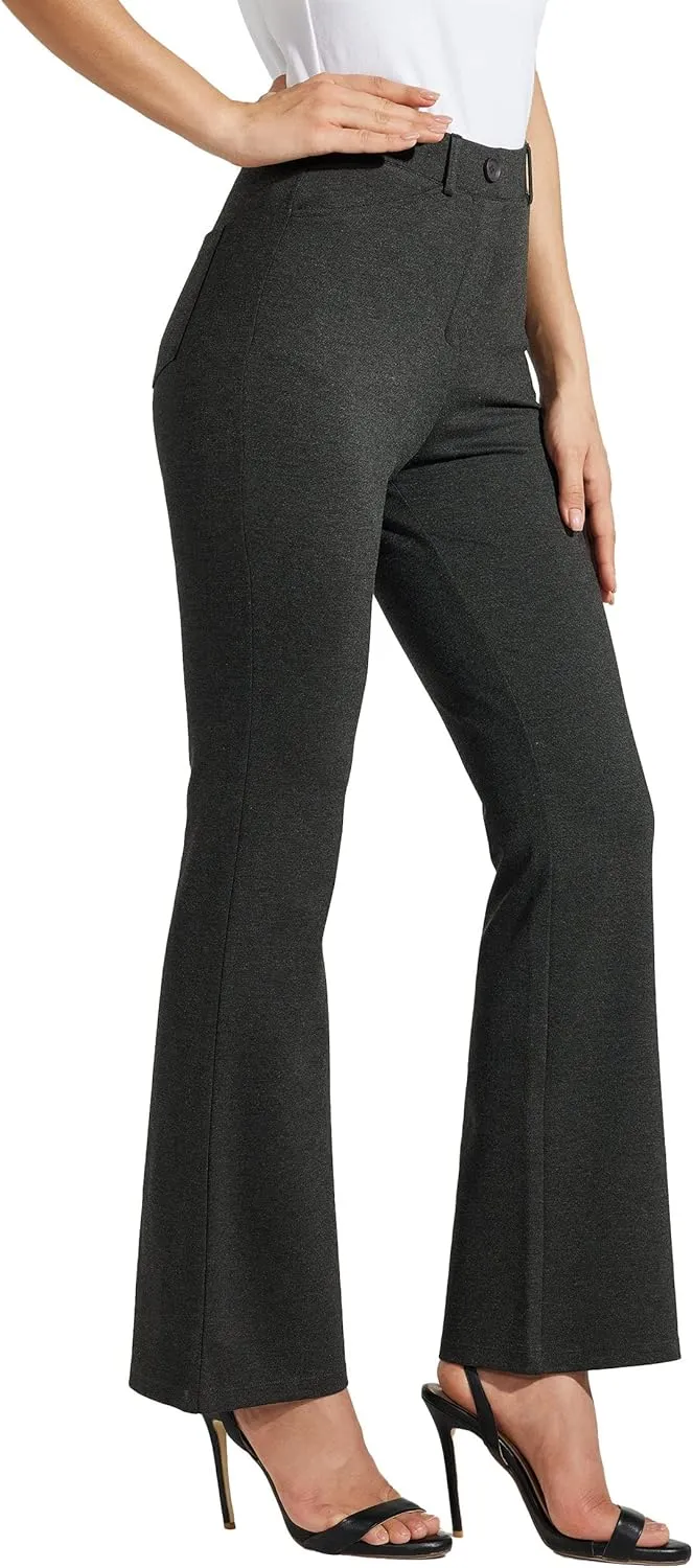 Women's Yoga Dress Pants Bootcut Work Slacks Stretch Office with Belt Loops 4 Pockets 28“/29"/30"/31"/33"