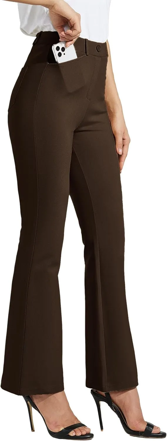 Women's Yoga Dress Pants Bootcut Work Slacks Stretch Office with Belt Loops 4 Pockets 28“/29"/30"/31"/33"