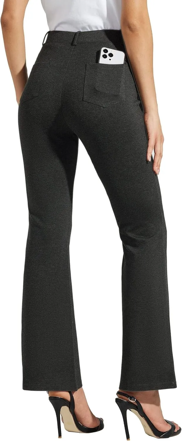 Women's Yoga Dress Pants Bootcut Work Slacks Stretch Office with Belt Loops 4 Pockets 28“/29"/30"/31"/33"