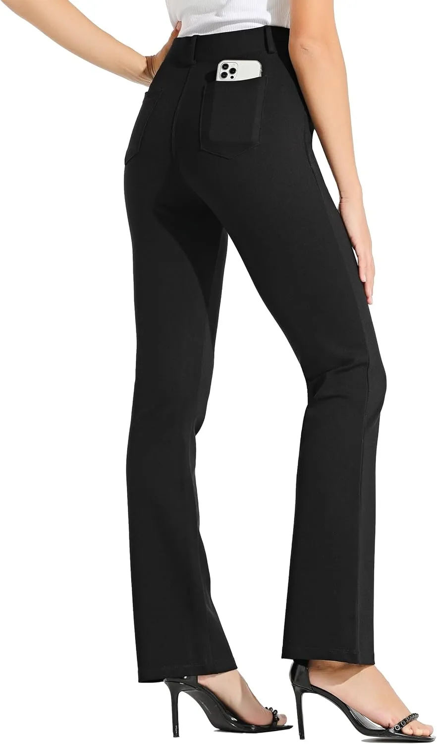 Women's Yoga Dress Pants Bootcut Work Slacks Stretch Office with Belt Loops 4 Pockets 28“/29"/30"/31"/33"