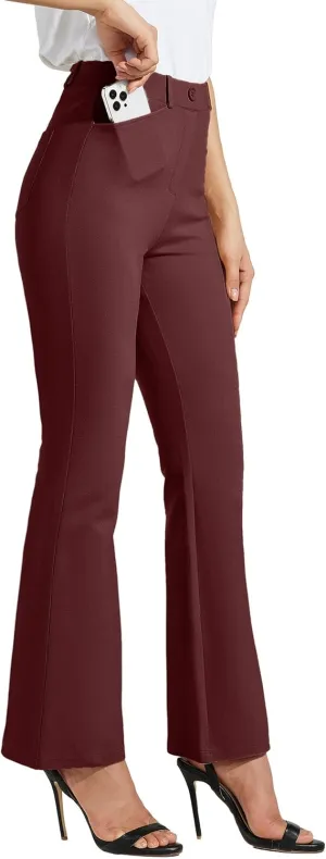 Women's Yoga Dress Pants Bootcut Work Slacks Stretch Office with Belt Loops 4 Pockets 28“/29"/30"/31"/33"