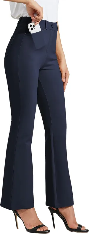 Women's Yoga Dress Pants Bootcut Work Slacks Stretch Office with Belt Loops 4 Pockets 28“/29"/30"/31"/33"