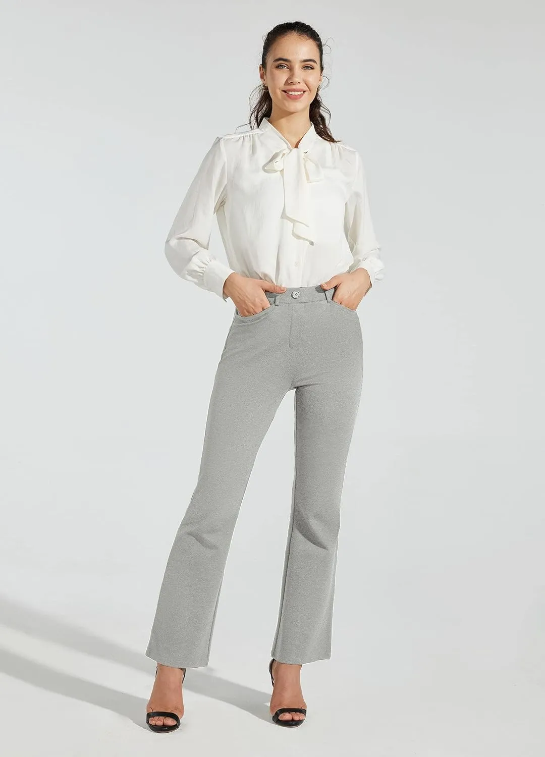 Women's Yoga Dress Pants Bootcut Work Slacks Stretch Office with Belt Loops 4 Pockets 28“/29"/30"/31"/33"