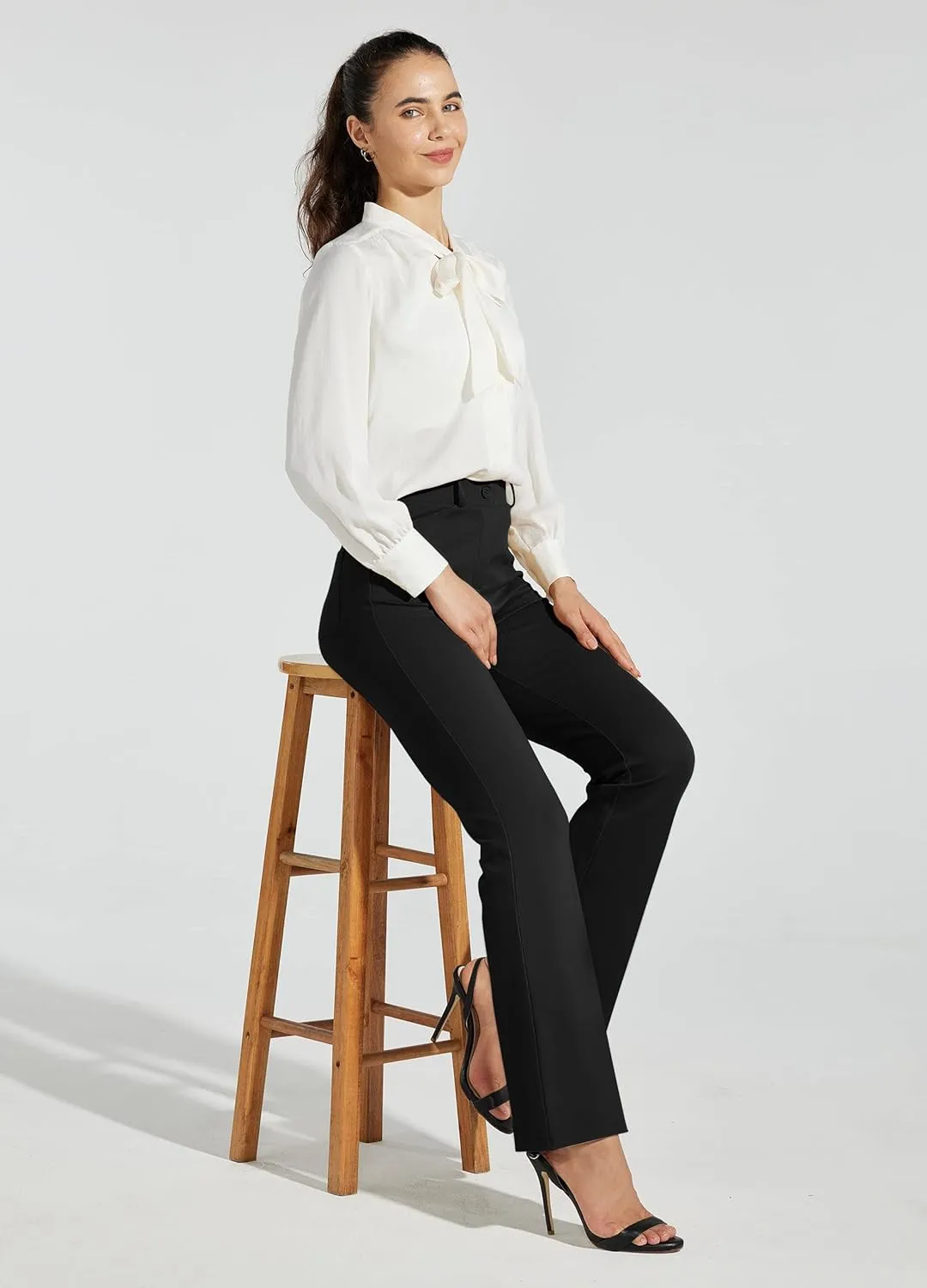 Women's Yoga Dress Pants Bootcut Work Slacks Stretch Office with Belt Loops 4 Pockets 28“/29"/30"/31"/33"