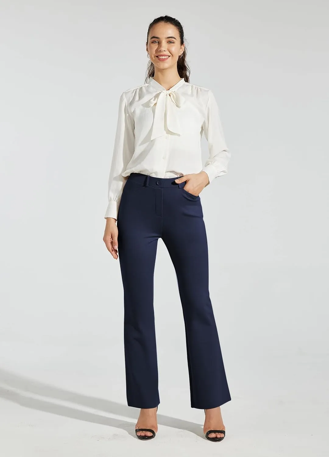 Women's Yoga Dress Pants Bootcut Work Slacks Stretch Office with Belt Loops 4 Pockets 28“/29"/30"/31"/33"