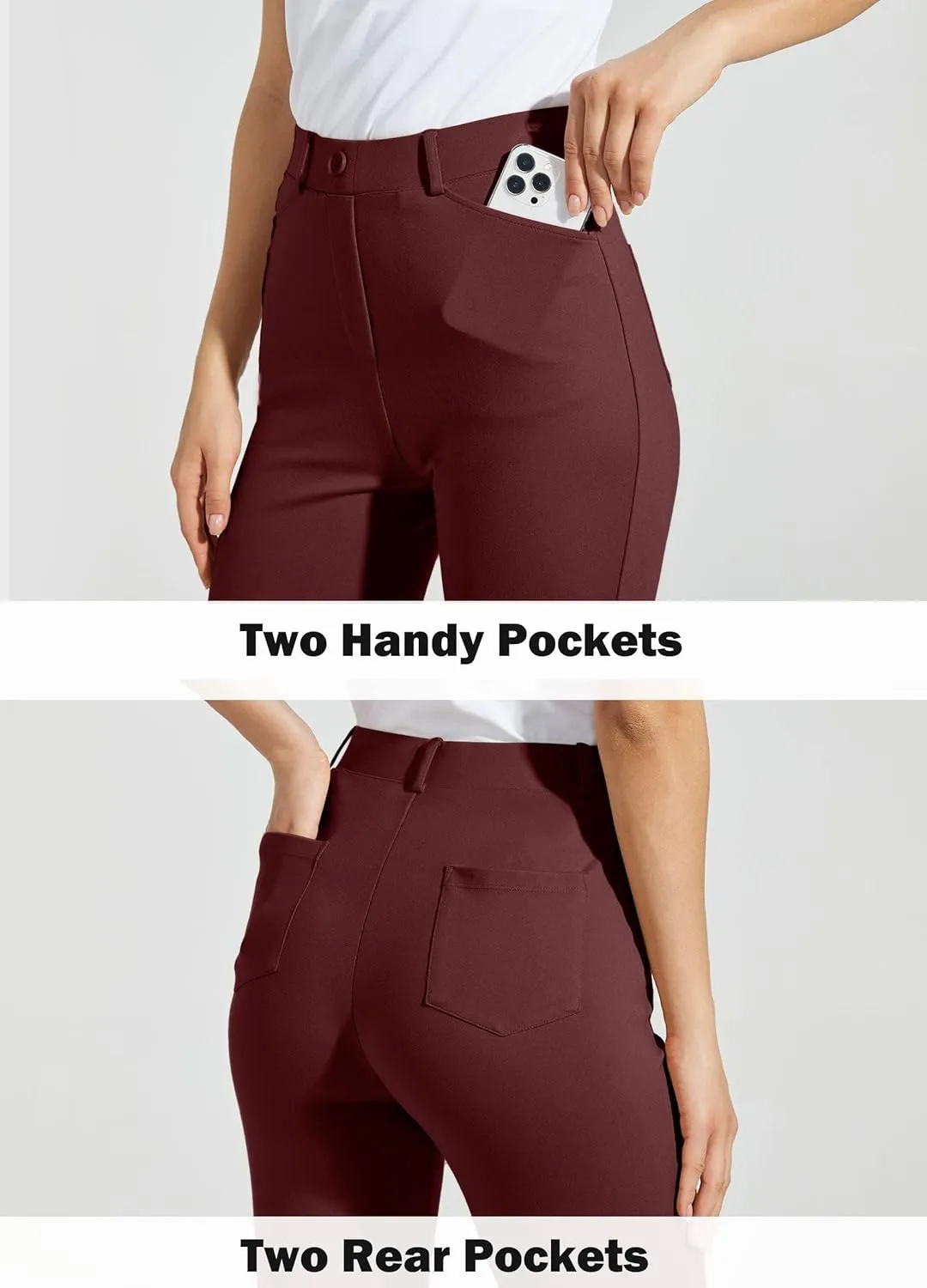 Women's Yoga Dress Pants Bootcut Work Slacks Stretch Office with Belt Loops 4 Pockets 28“/29"/30"/31"/33"