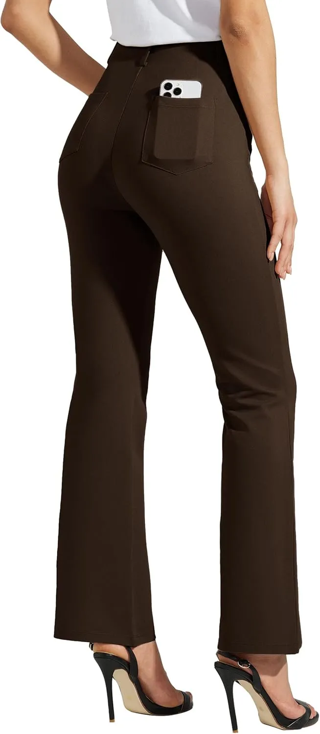 Women's Yoga Dress Pants Bootcut Work Slacks Stretch Office with Belt Loops 4 Pockets 28“/29"/30"/31"/33"