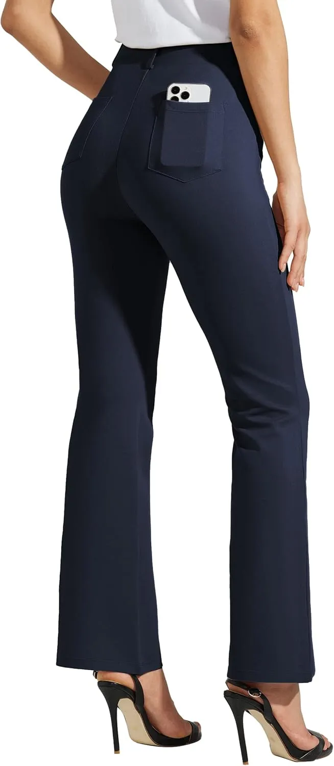 Women's Yoga Dress Pants Bootcut Work Slacks Stretch Office with Belt Loops 4 Pockets 28“/29"/30"/31"/33"