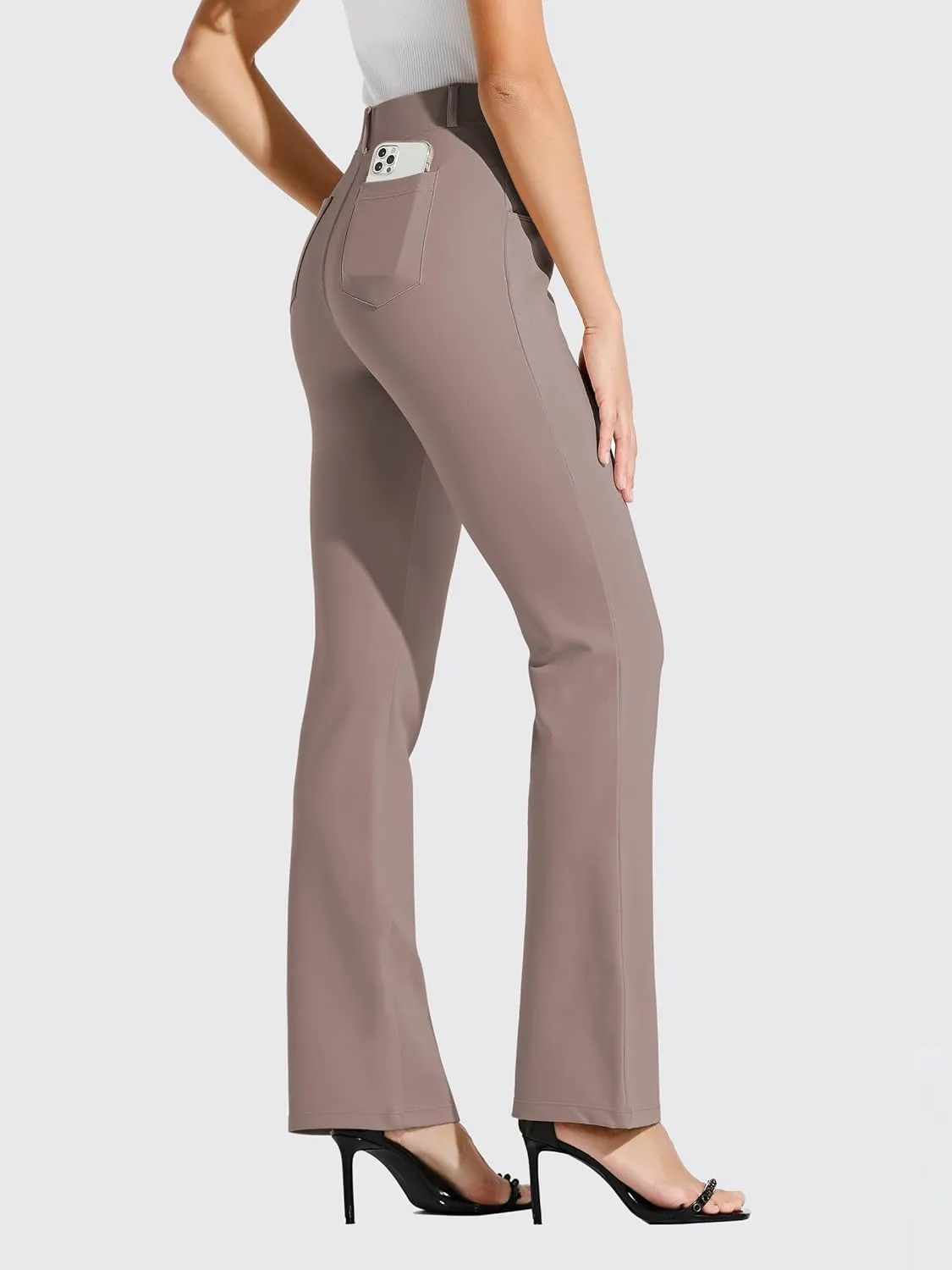Women's Yoga Dress Pants Bootcut Work Slacks Stretch Office with Belt Loops 4 Pockets 28“/29"/30"/31"/33"