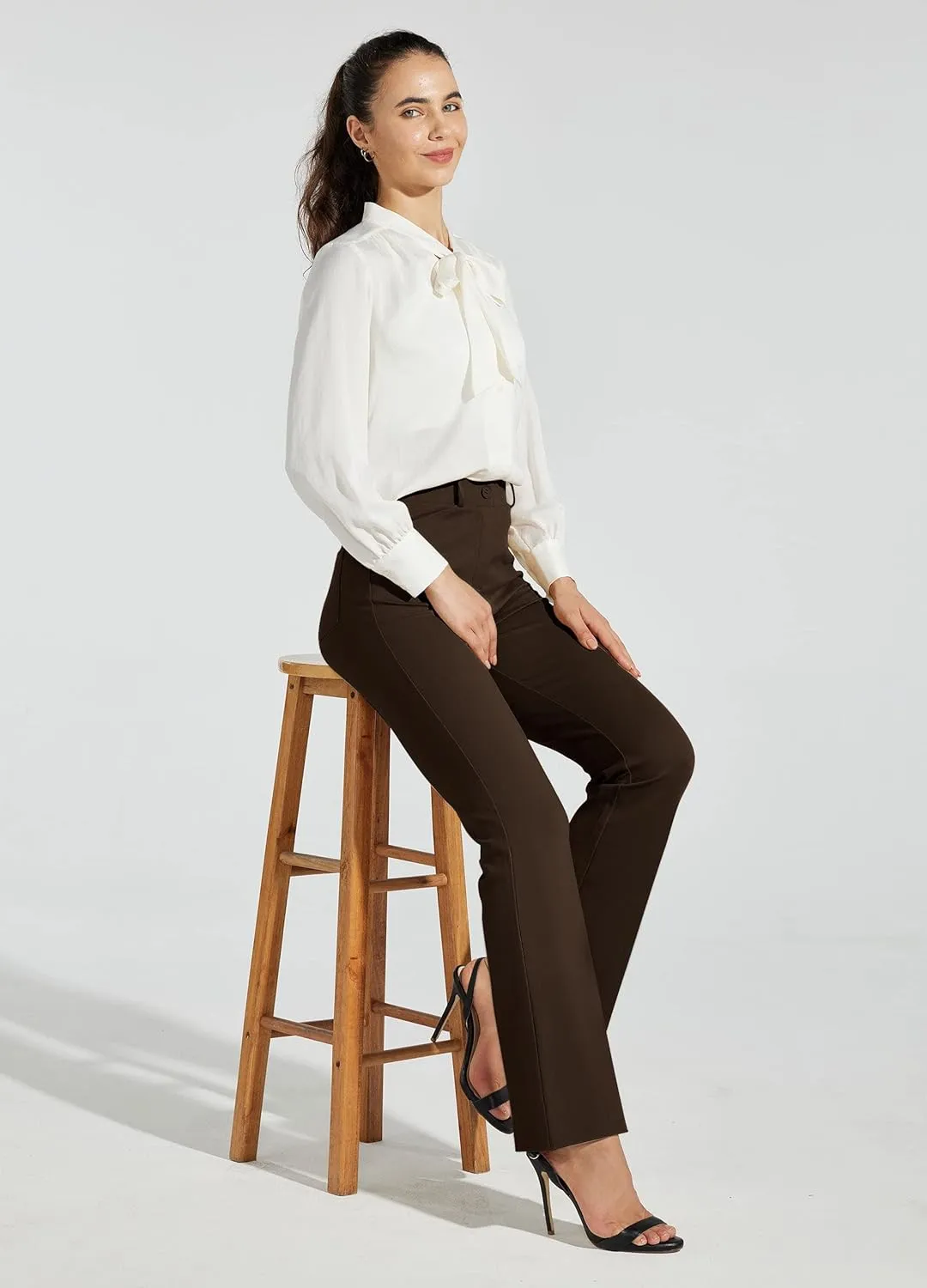 Women's Yoga Dress Pants Bootcut Work Slacks Stretch Office with Belt Loops 4 Pockets 28“/29"/30"/31"/33"