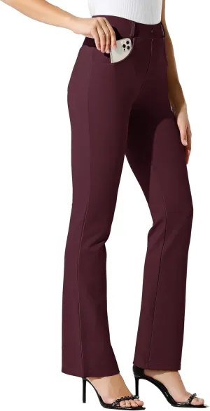 Women's Yoga Dress Pants Bootcut Work Slacks Stretch Office with Belt Loops 4 Pockets 28“/29"/30"/31"/33"