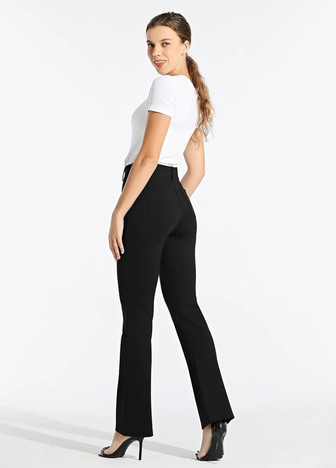 Women's Yoga Dress Pants Bootcut Work Slacks Stretch Office with Belt Loops 4 Pockets 28“/29"/30"/31"/33"