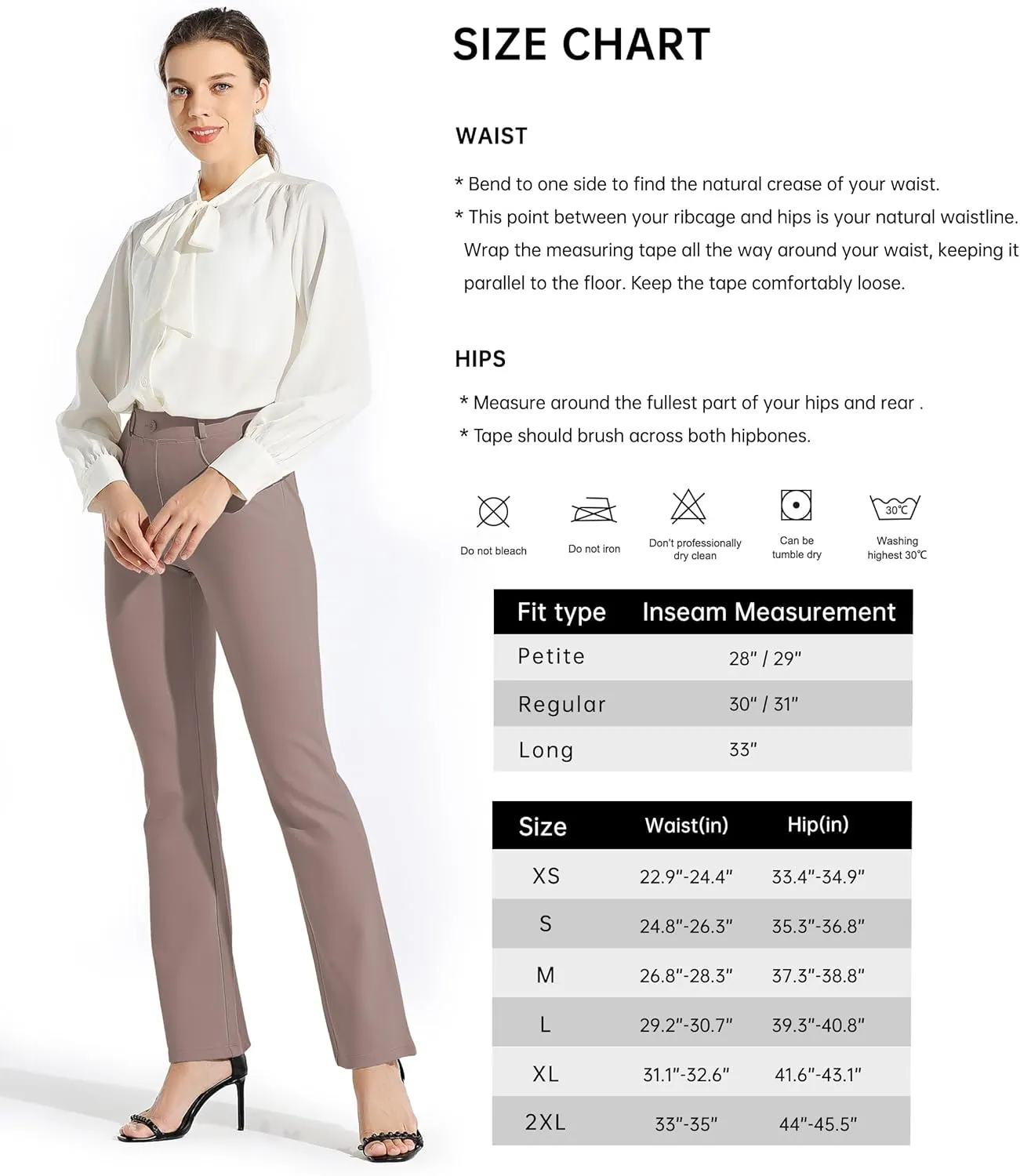 Women's Yoga Dress Pants Bootcut Work Slacks Stretch Office with Belt Loops 4 Pockets 28“/29"/30"/31"/33"