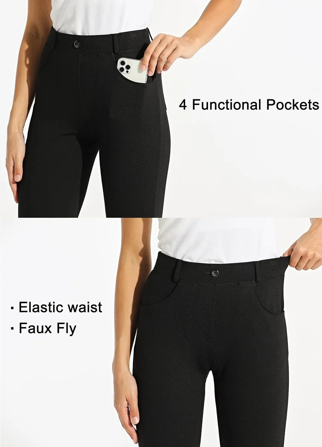 Women's Yoga Dress Pants Bootcut Work Slacks Stretch Office with Belt Loops 4 Pockets 28“/29"/30"/31"/33"