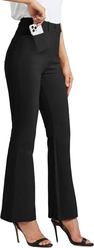 Women's Yoga Dress Pants Bootcut Work Slacks Stretch Office with Belt Loops 4 Pockets 28“/29"/30"/31"/33"