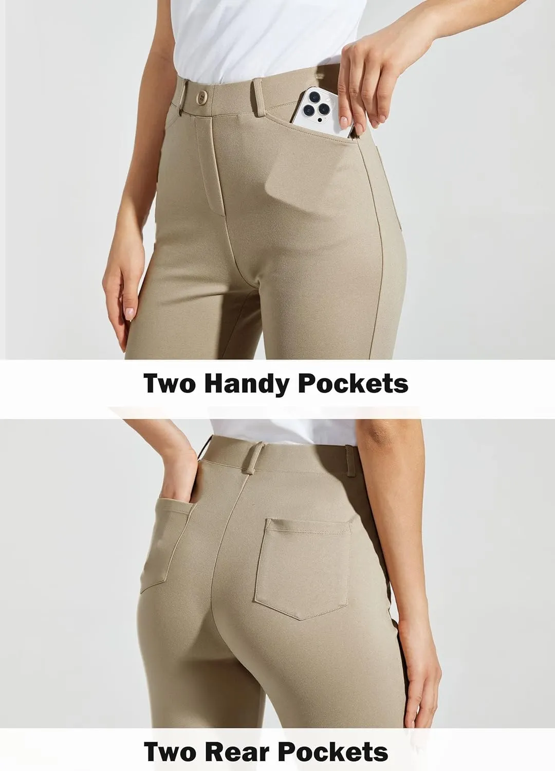 Women's Yoga Dress Pants Bootcut Work Slacks Stretch Office with Belt Loops 4 Pockets 28“/29"/30"/31"/33"