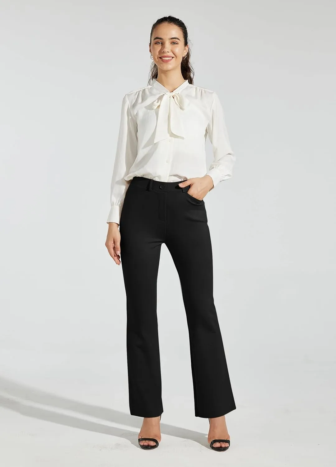 Women's Yoga Dress Pants Bootcut Work Slacks Stretch Office with Belt Loops 4 Pockets 28“/29"/30"/31"/33"