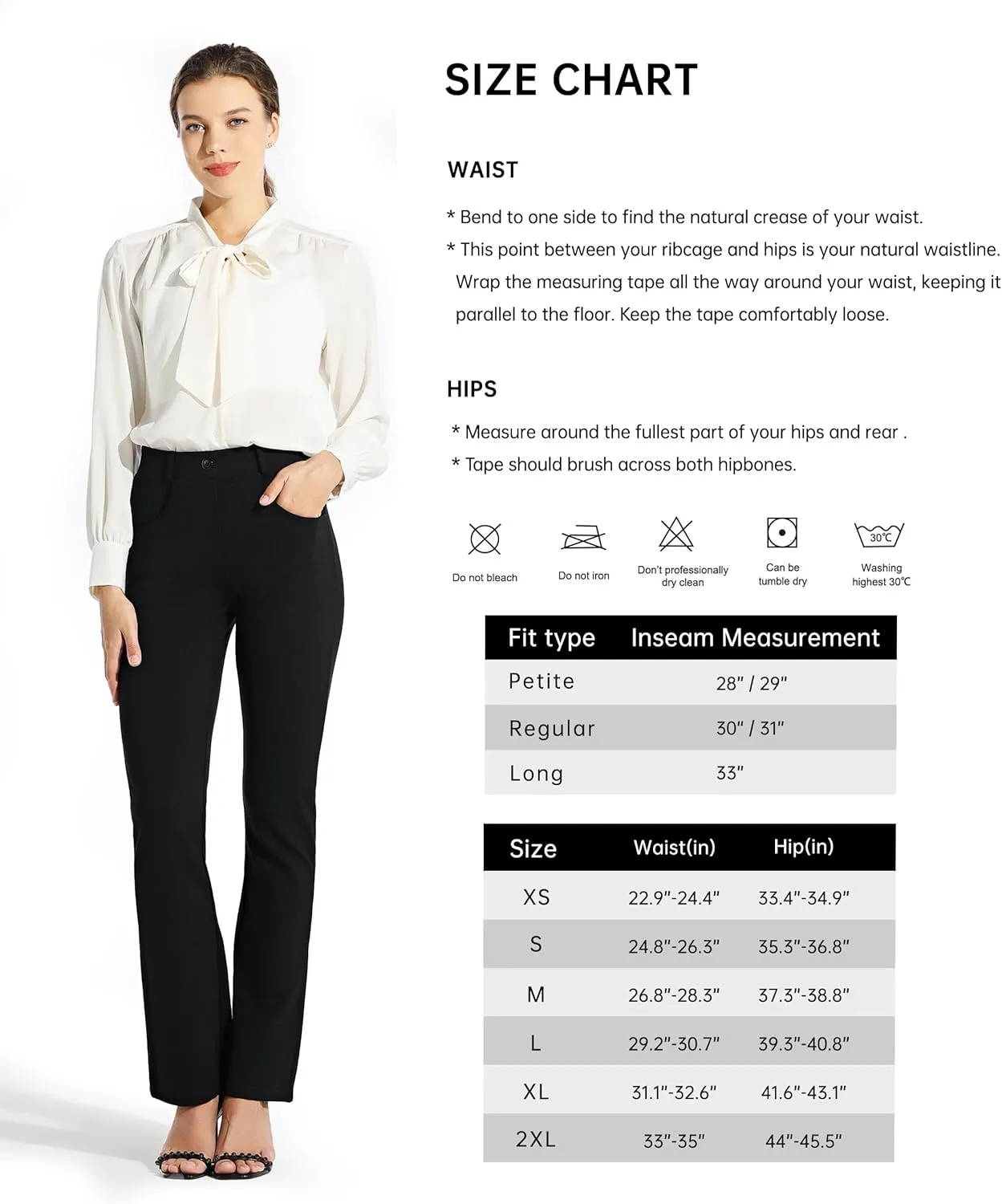 Women's Yoga Dress Pants Bootcut Work Slacks Stretch Office with Belt Loops 4 Pockets 28“/29"/30"/31"/33"