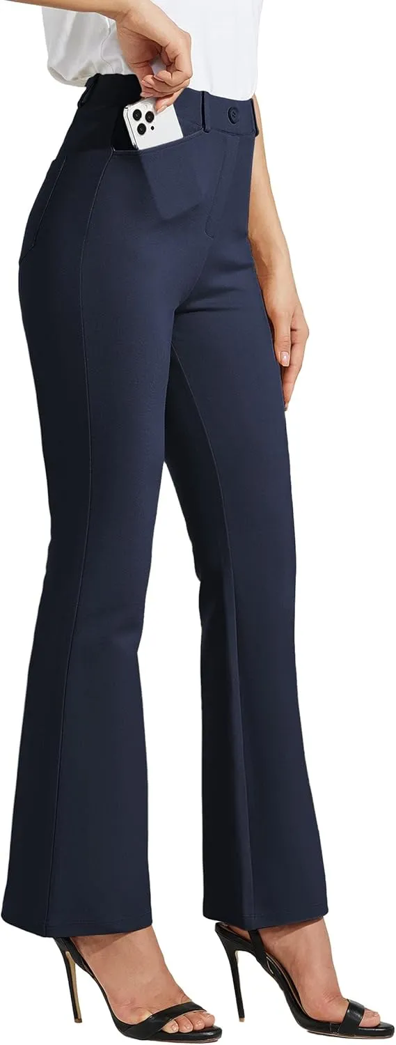 Women's Yoga Dress Pants Bootcut Work Slacks Stretch Office with Belt Loops 4 Pockets 28“/29"/30"/31"/33"