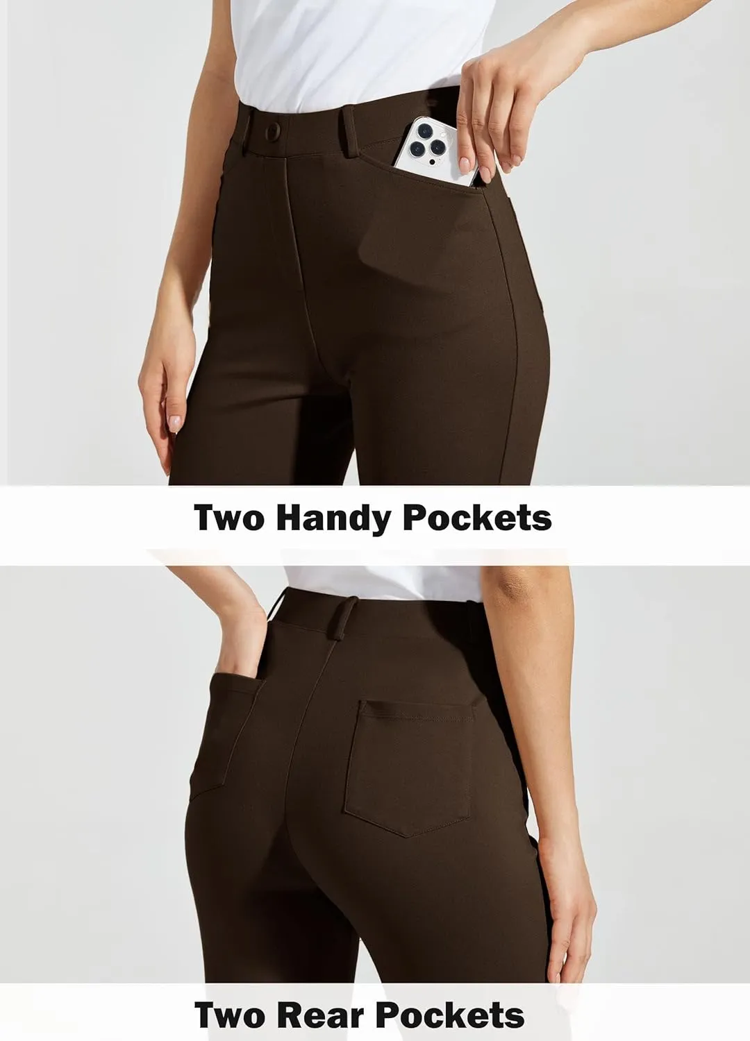 Women's Yoga Dress Pants Bootcut Work Slacks Stretch Office with Belt Loops 4 Pockets 28“/29"/30"/31"/33"