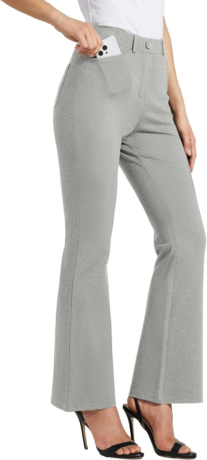 Women's Yoga Dress Pants Bootcut Work Slacks Stretch Office with Belt Loops 4 Pockets 28“/29"/30"/31"/33"
