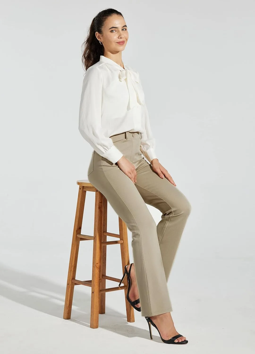 Women's Yoga Dress Pants Bootcut Work Slacks Stretch Office with Belt Loops 4 Pockets 28“/29"/30"/31"/33"