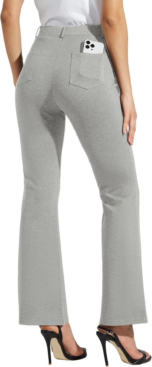 Women's Yoga Dress Pants Bootcut Work Slacks Stretch Office with Belt Loops 4 Pockets 28“/29"/30"/31"/33"