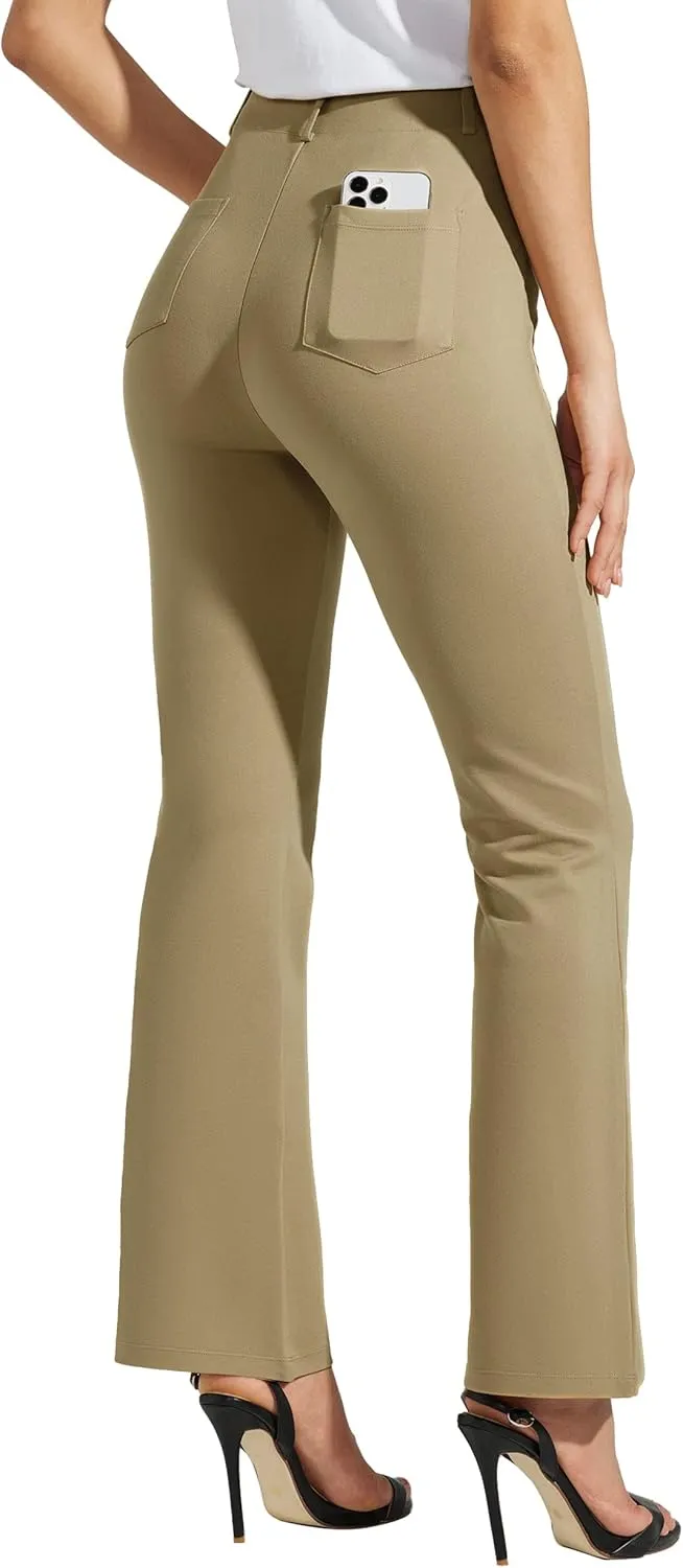 Women's Yoga Dress Pants Bootcut Work Slacks Stretch Office with Belt Loops 4 Pockets 28“/29"/30"/31"/33"