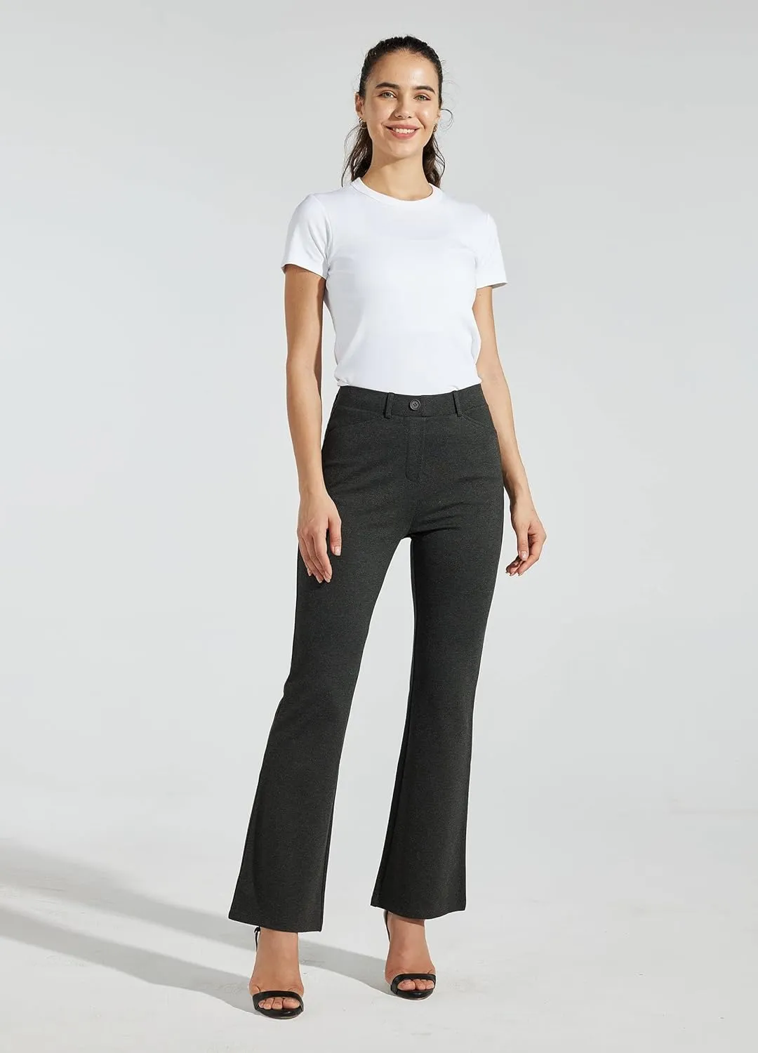 Women's Yoga Dress Pants Bootcut Work Slacks Stretch Office with Belt Loops 4 Pockets 28“/29"/30"/31"/33"