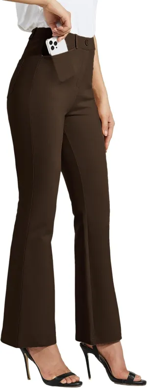 Women's Yoga Dress Pants Bootcut Work Slacks Stretch Office with Belt Loops 4 Pockets 28“/29"/30"/31"/33"