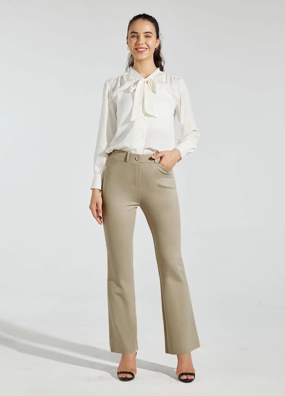 Women's Yoga Dress Pants Bootcut Work Slacks Stretch Office with Belt Loops 4 Pockets 28“/29"/30"/31"/33"