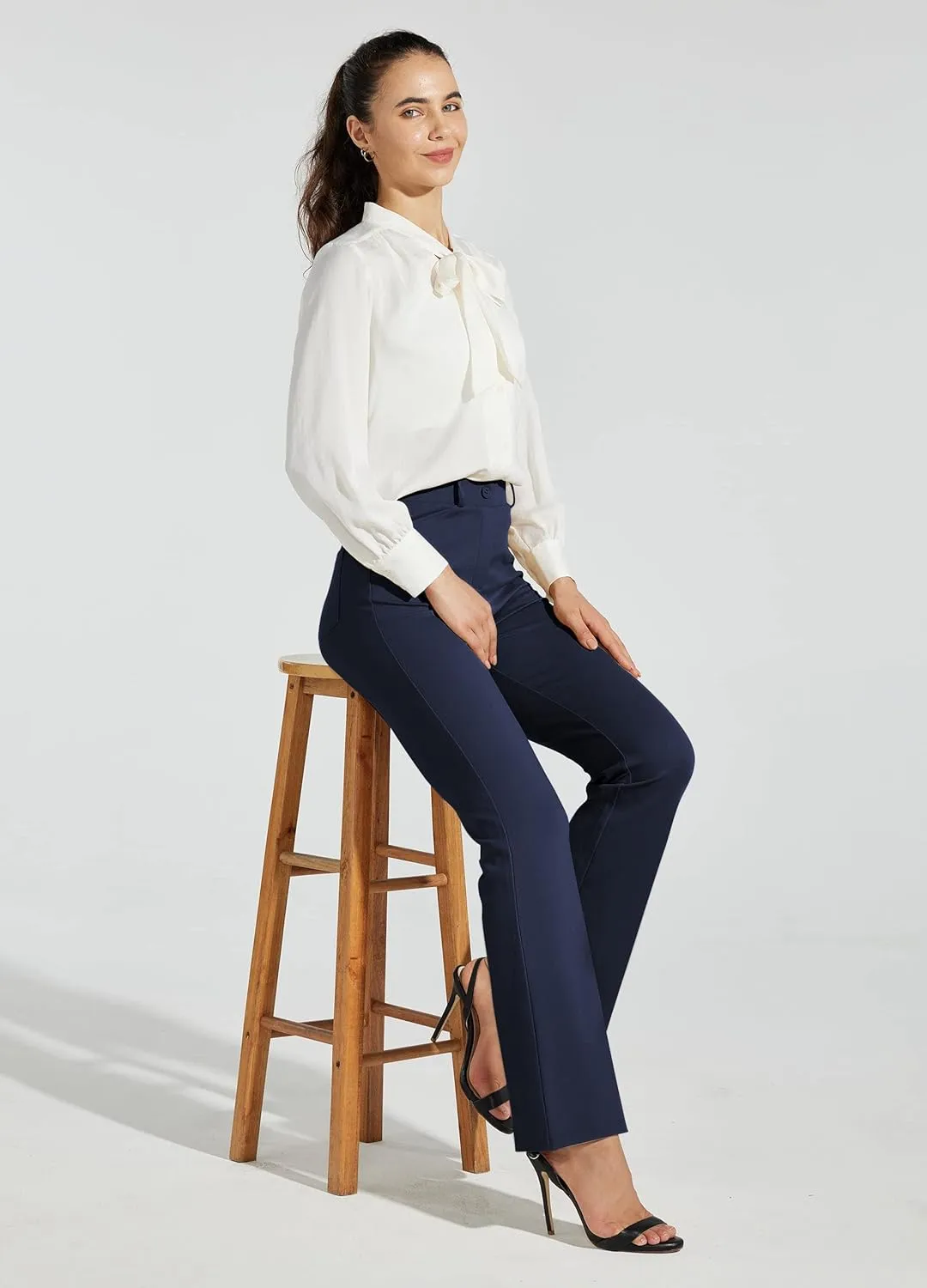 Women's Yoga Dress Pants Bootcut Work Slacks Stretch Office with Belt Loops 4 Pockets 28“/29"/30"/31"/33"