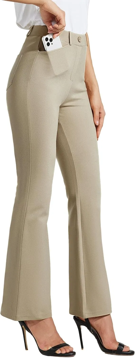 Women's Yoga Dress Pants Bootcut Work Slacks Stretch Office with Belt Loops 4 Pockets 28“/29"/30"/31"/33"