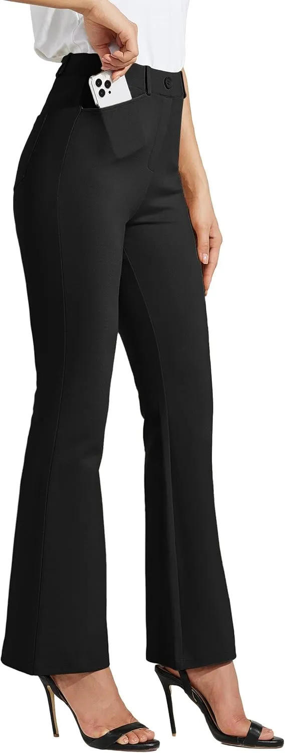 Women's Yoga Dress Pants Bootcut Work Slacks Stretch Office with Belt Loops 4 Pockets 28“/29"/30"/31"/33"