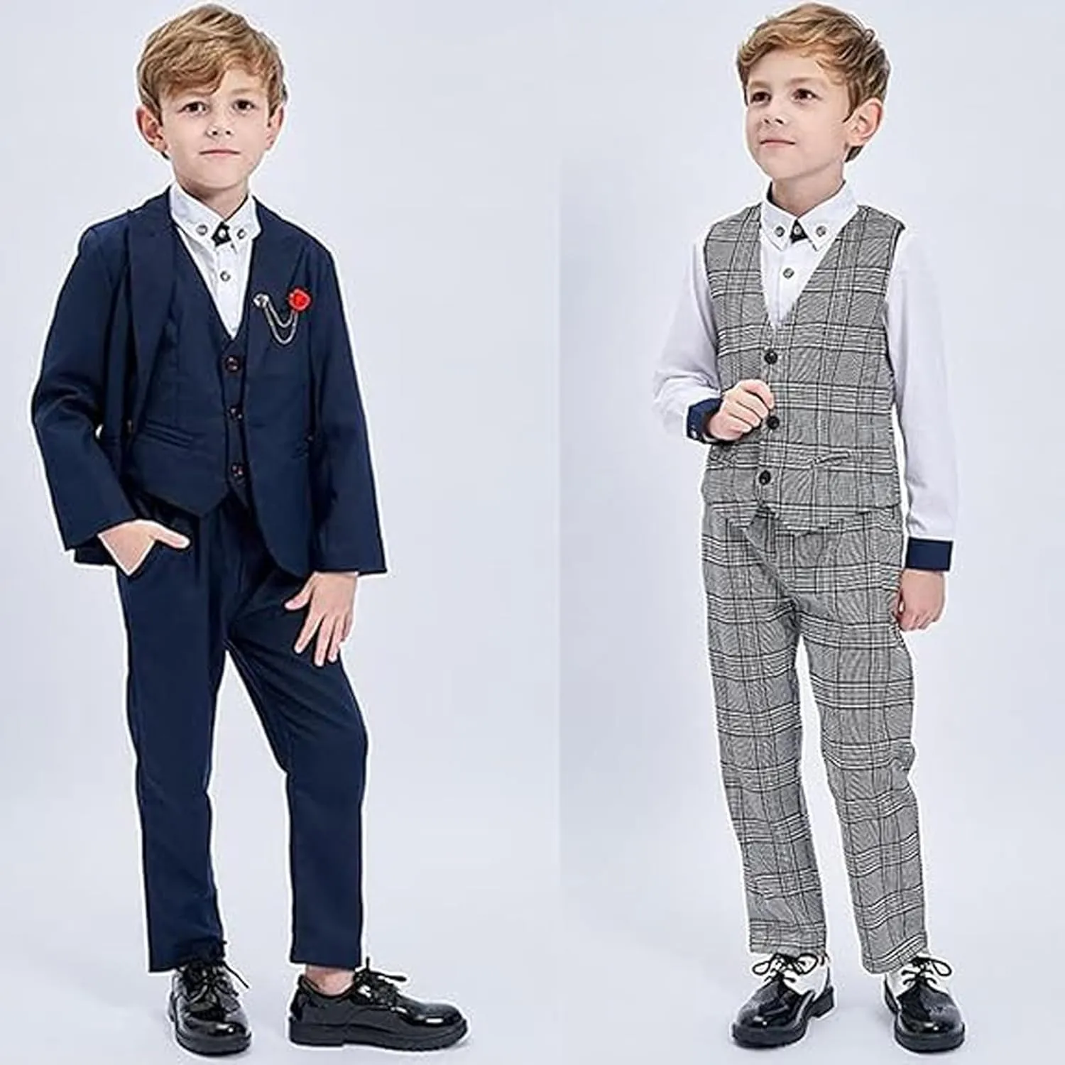 WUIWUIYU Toddlers Little Ring Bearer Wedding Lace-Up Oxfords Flats Brogues Boys School Uniform Dress Shoes