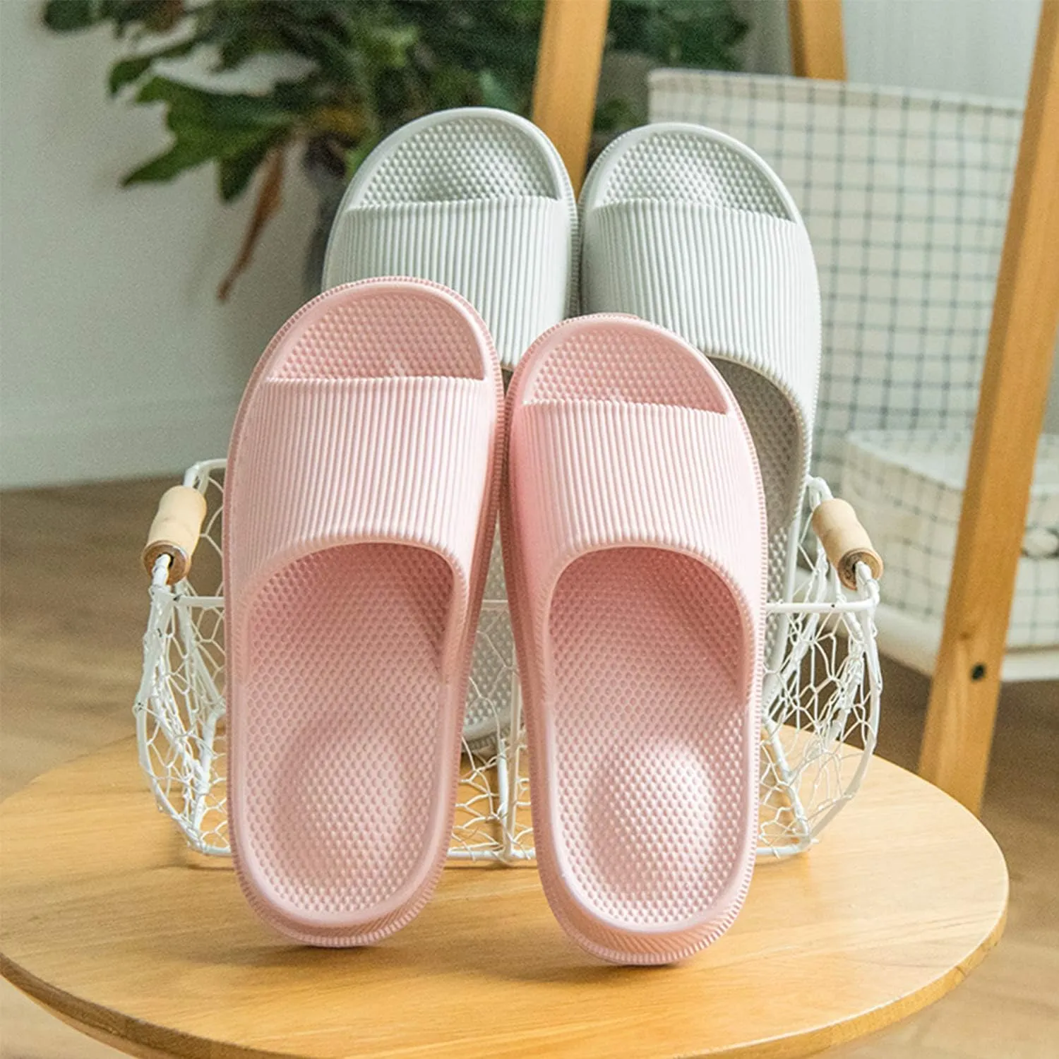 WYSBAOSHU Slippers for Women and Men House Slides Shower Sandals Non-Slip Spa Massage Foam Bathroom Pool Shoes
