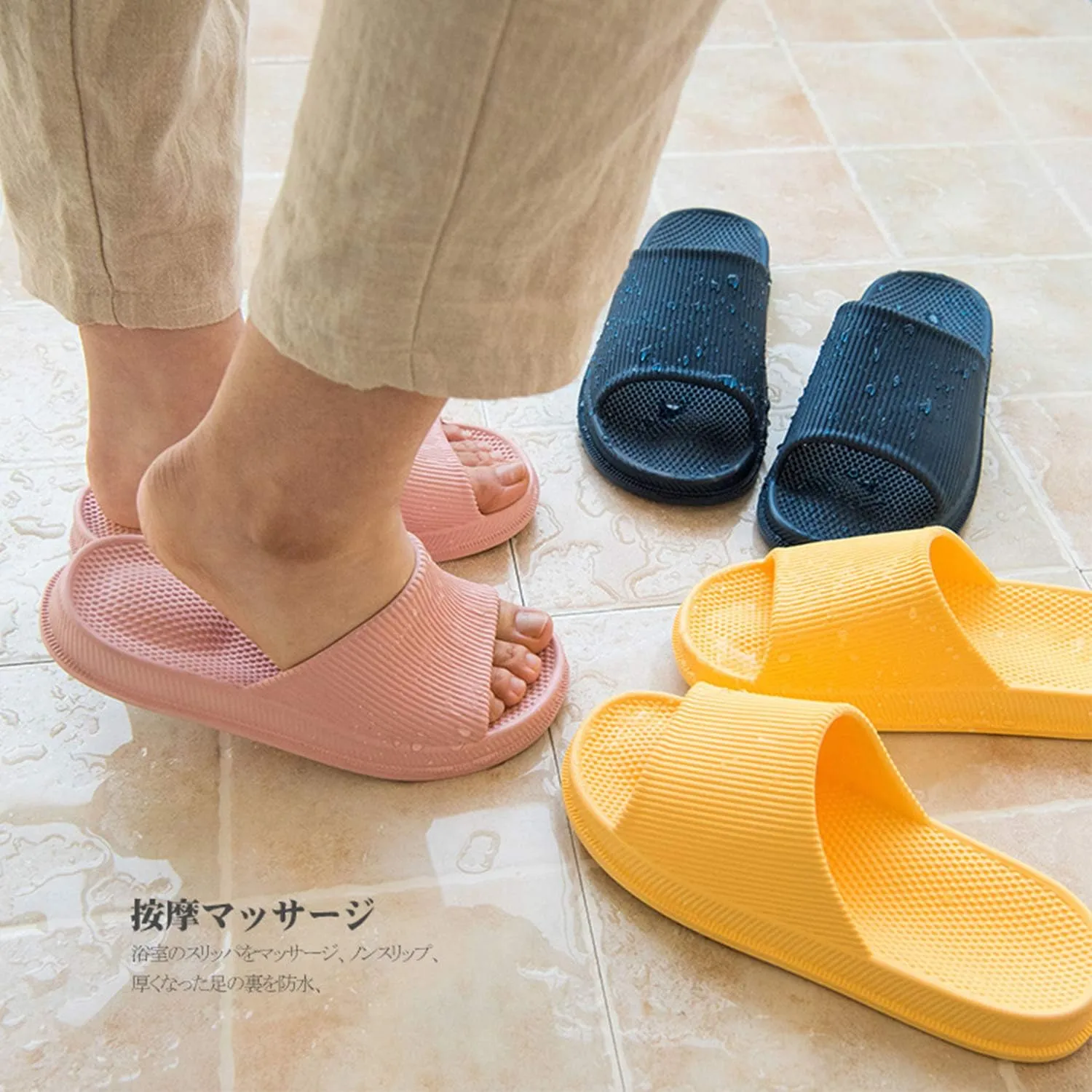 WYSBAOSHU Slippers for Women and Men House Slides Shower Sandals Non-Slip Spa Massage Foam Bathroom Pool Shoes