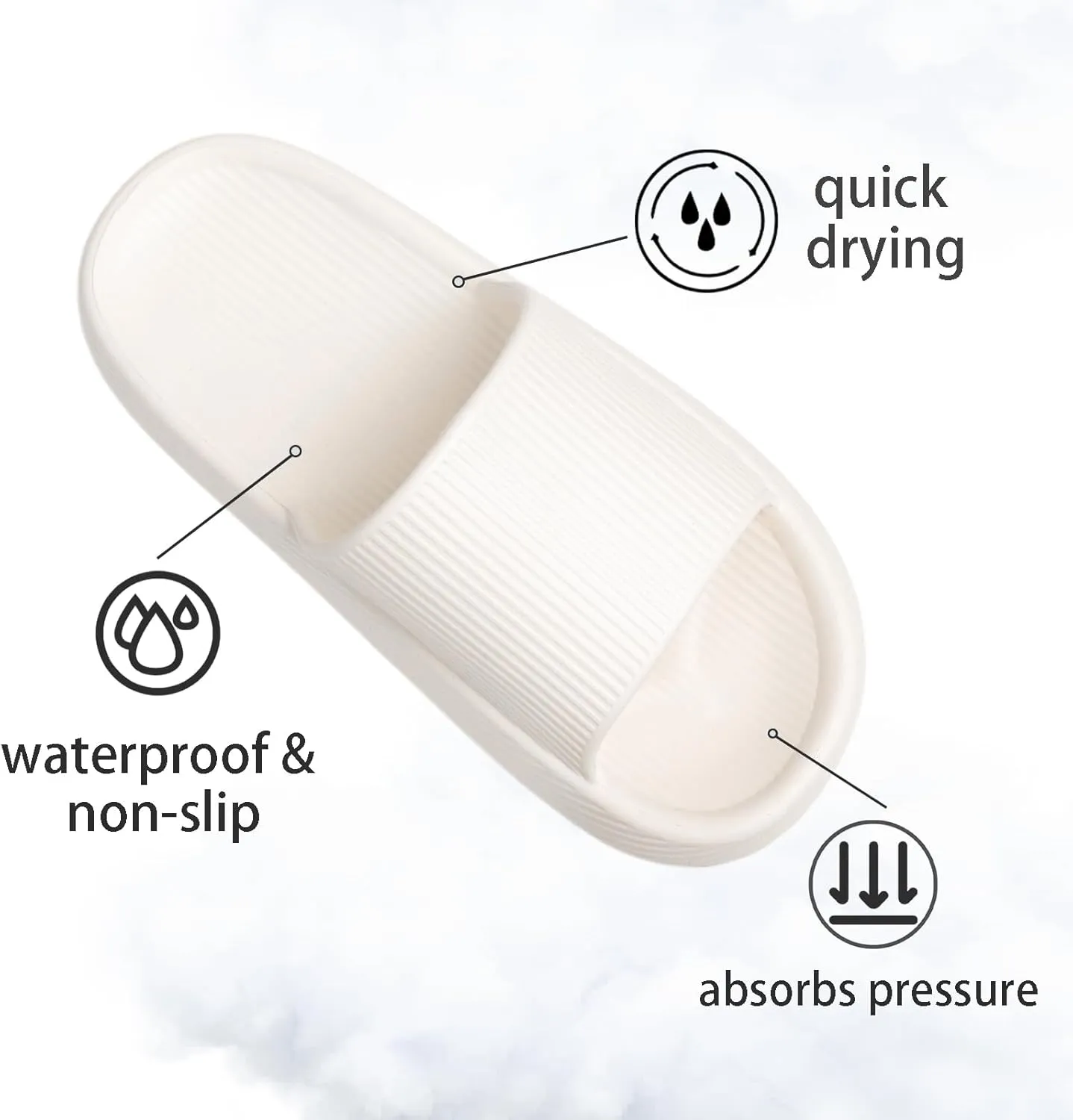 XIXITIAO Pillow Slippers for Women and Men, Soft Summer Cloud Sandals, Non Slip Quick Drying Shower Slides, Cushioned Thick Sole, Comfort Indoor and Outdoor Shoes